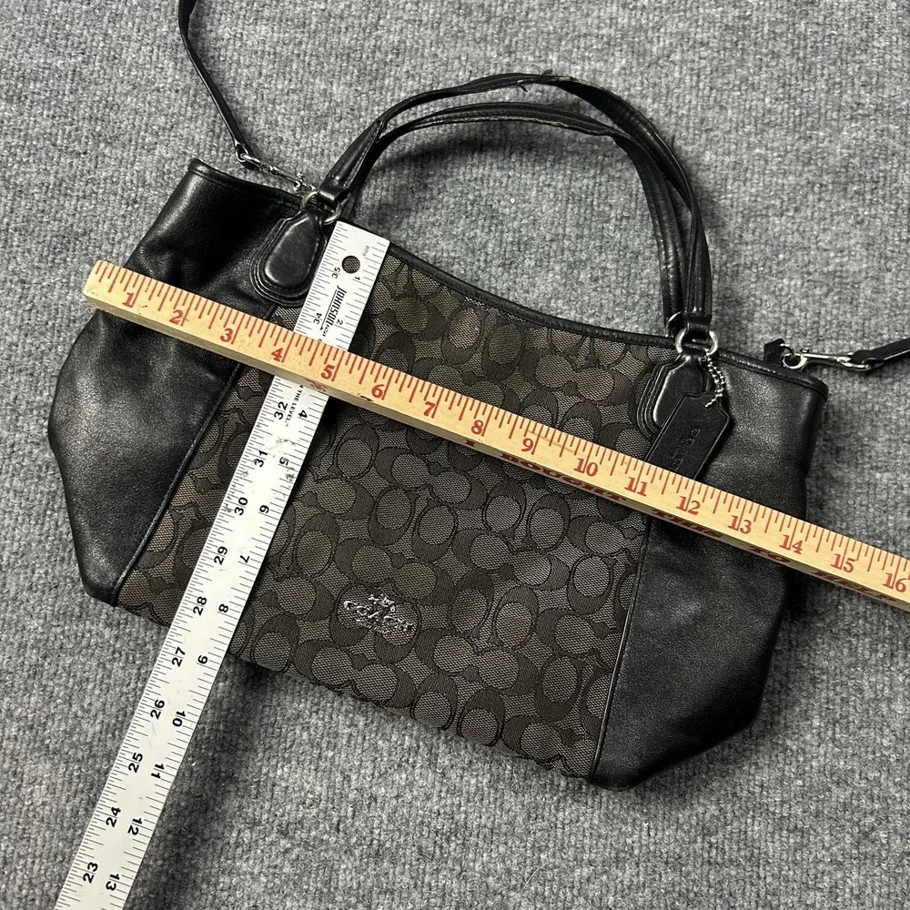 Coach Satchel Bag Womens Medium Brown Logo Canvas Leather Crossbody Purse Bag